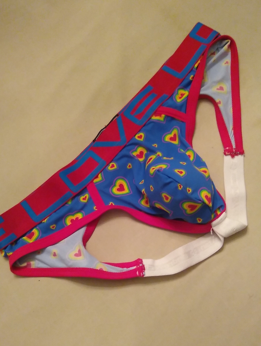 Andrew Christian Buttless Briefs with Neon Rainbow Hearts🏳️‍🌈